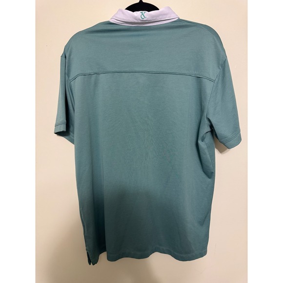 Devereux‎ Mens Polo Shirt Large Golf Athletic Teal White Trim - Picture 3 of 5